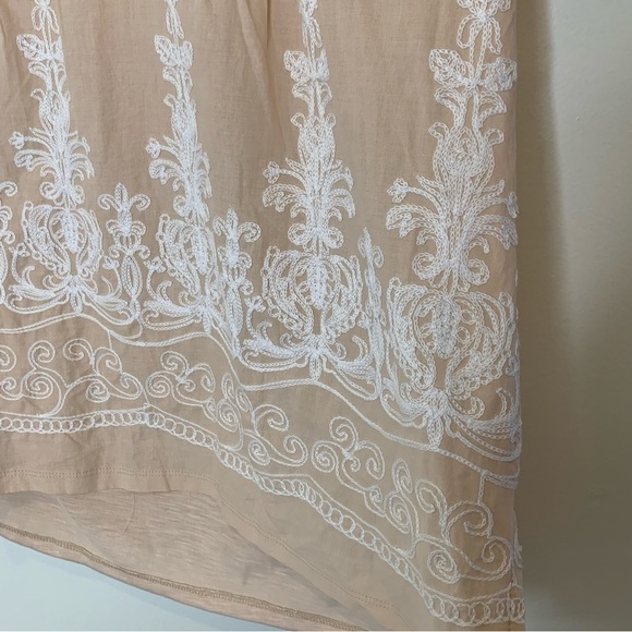 Retrology boho tan cap sleeve embroidered cotton front blouse. Size M - Picture 5 of 9